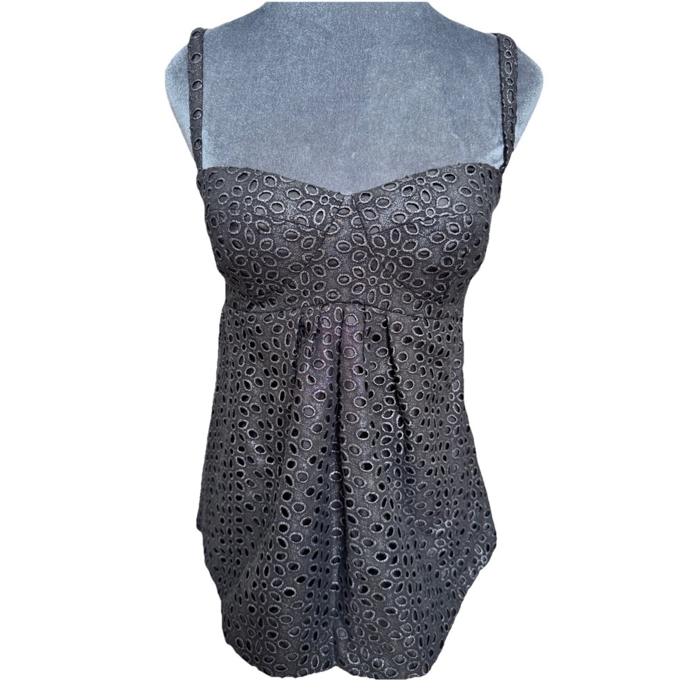 Cynthia Steffe Babydoll Cotton Top 2 Whimsigoth Black Fairy Grunge Eyelet $275